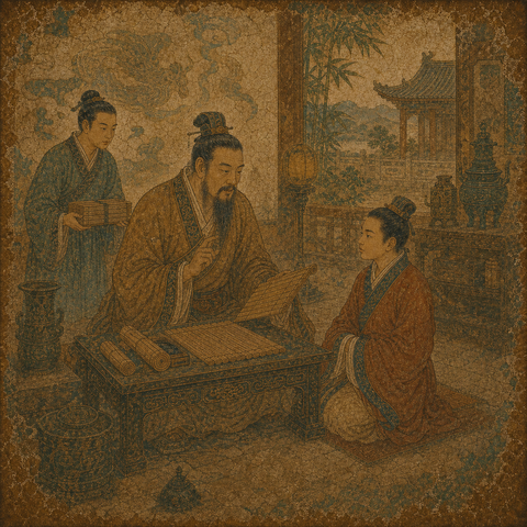 Ancient-style visual for the 傅 surname