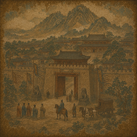 Ancient-style visual for the 庞 surname
